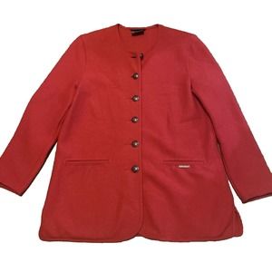 Geiger Tyrol Austria Boiled Pure Wool Button Up Cardigan Jacket Red 36 Small Med